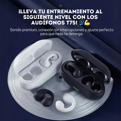 AUDÍFONOS DEPORTIVOS T75: CONEXIÓN ESTABLE, SONIDO PREMIUM Y DISEÑO ERGONÓMICO